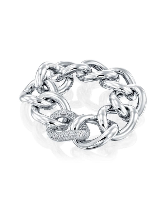 צמיד לינקים בזהב לבן משובץ יהלומים