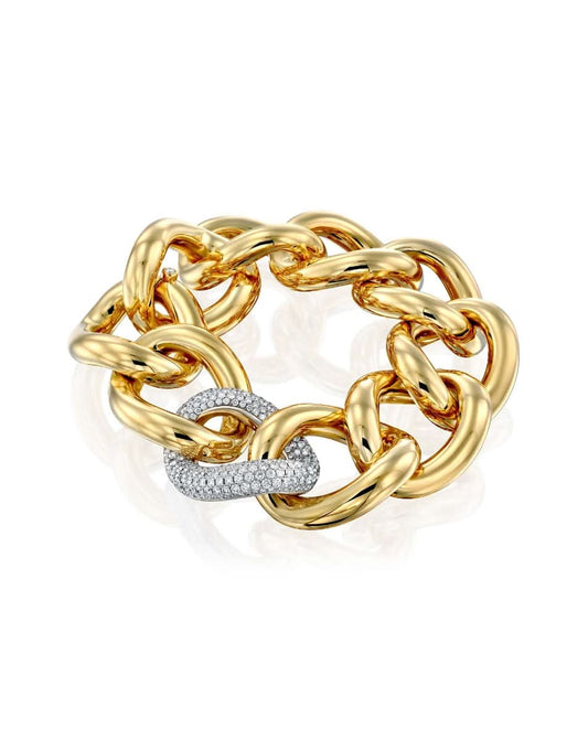 צמיד לינקים בזהב צהוב משובץ יהלומים