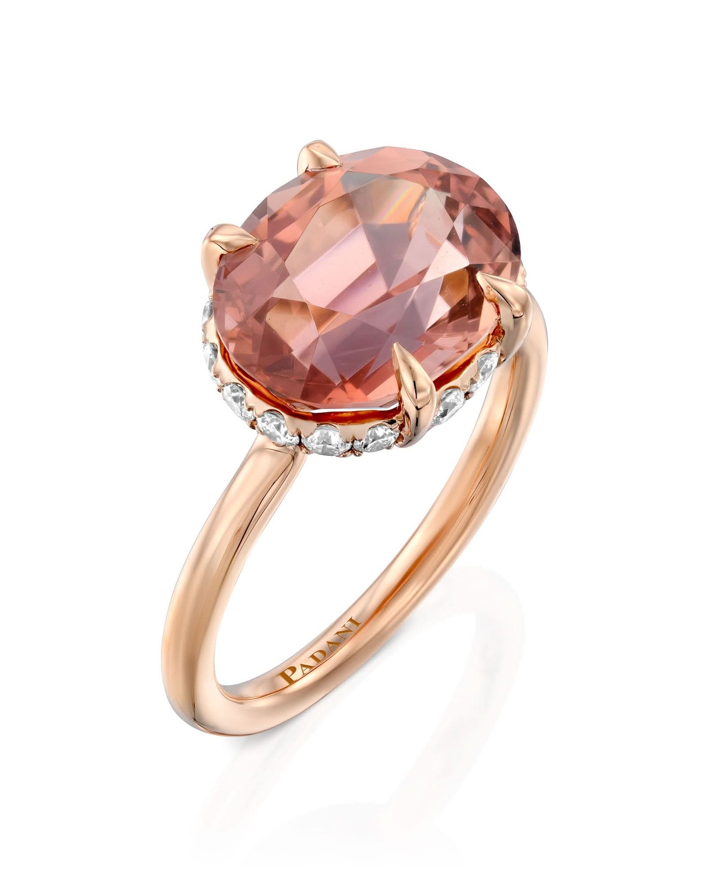 Midnight Pink Tourmaline Ring set with Diamonds- 6.05