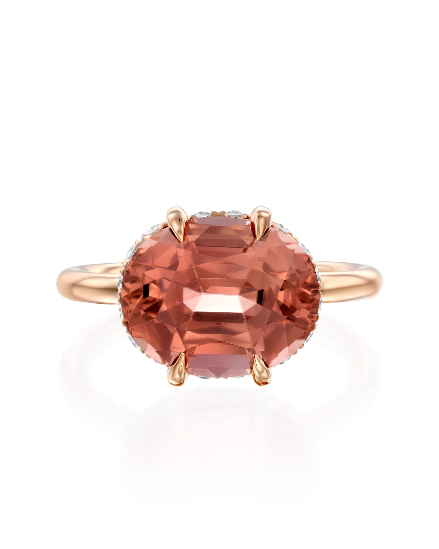 Midnight Pink Tourmaline Ring set with Diamonds- 6.05