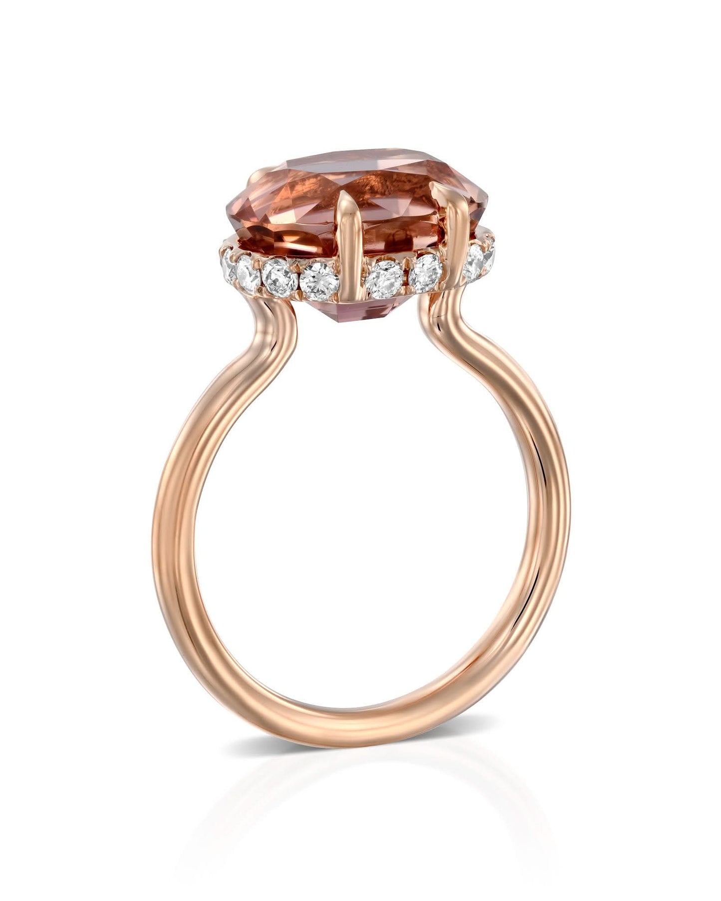 Midnight Pink Tourmaline Ring set with Diamonds- 6.05