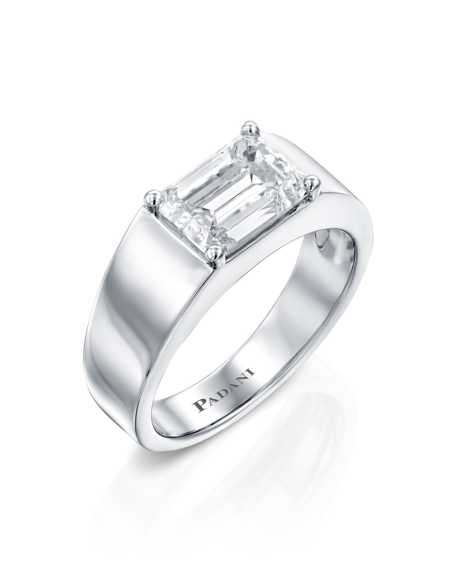 Emerald-Cut Diamond Ring in White Gold – Padani