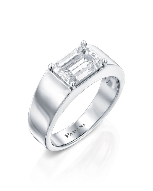 Emerald-Cut Diamond Ring in White Gold