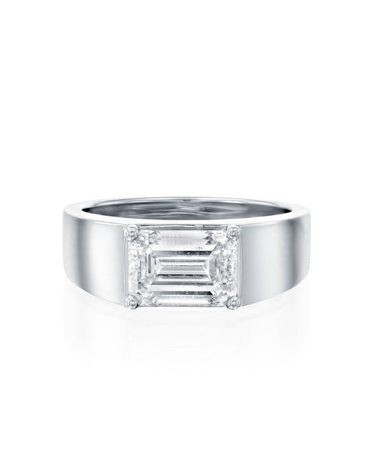 Emerald-Cut Diamond Ring in White Gold
