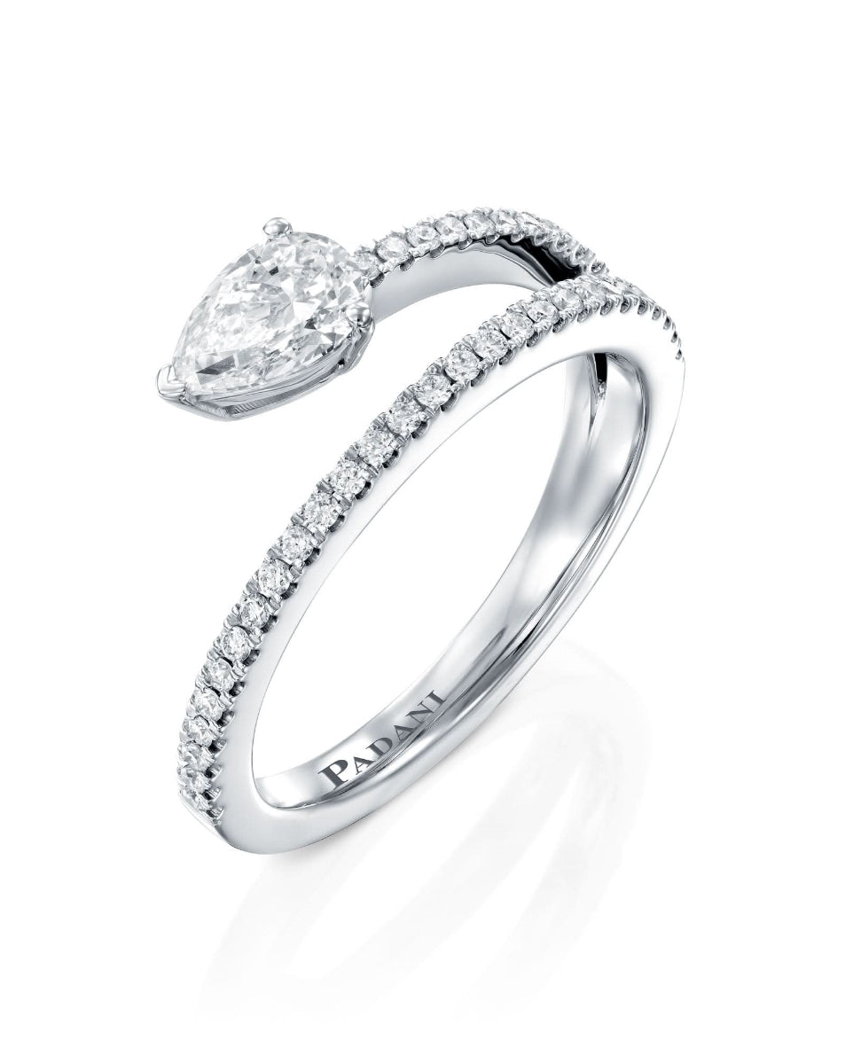 Pear-Cut Diamond Ring with Pavé Setting – Padani