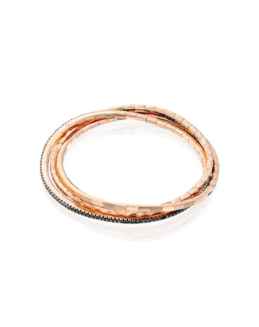 צמיד פריז מתלפף משובץ יהלומים שחורים