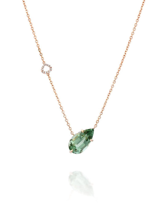 שרשרת מידנייט יהלומים ואבן טורמלין ירוקה-4.68