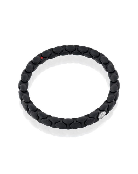 צמיד Anacondino קרמיקה שחורה וזהב לבן משובץ