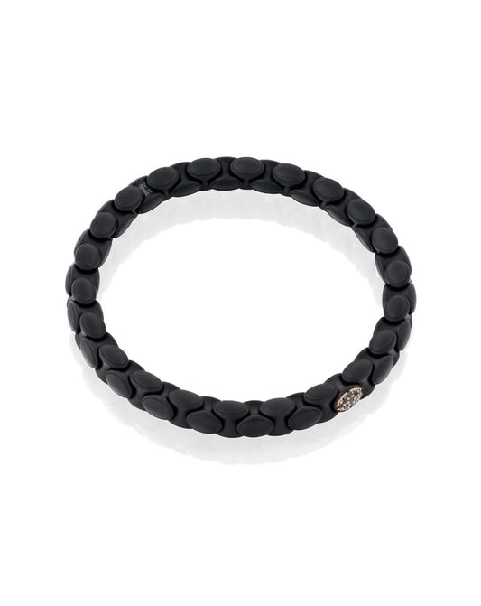 צמיד Anacondino קרמיקה שחורה וזהב אדום משובץ יהלומים שחורים