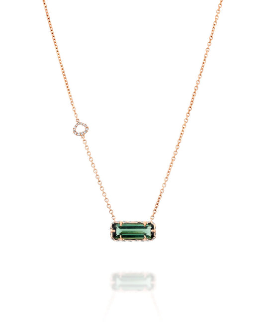 Midnight Green Tourmaline and Diamonds Necklace- 2.44