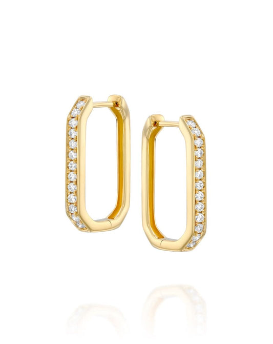 Rectangular Diamond Hoop Earrings