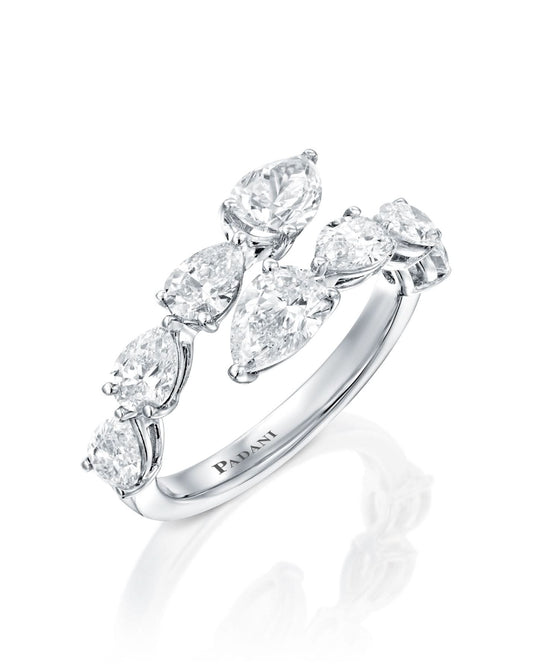 Open Diamond Ring with Pear-Shaped Stones