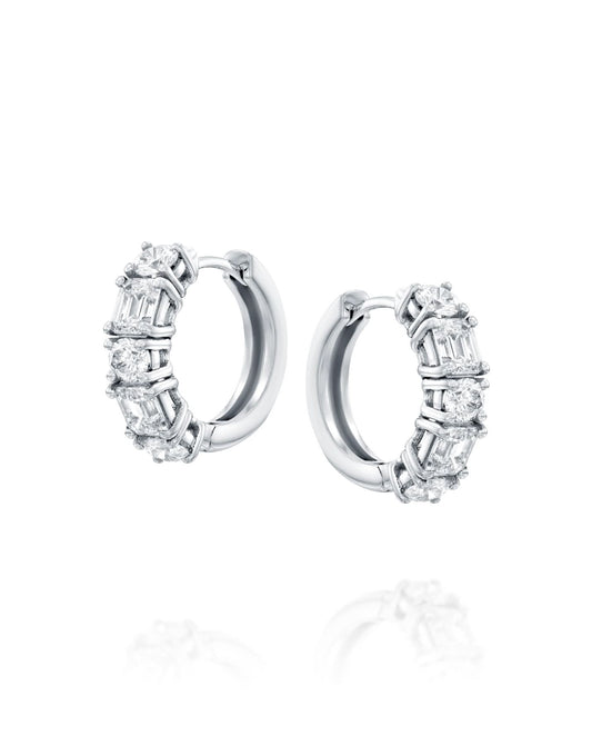 Hoop Earrings Set With Mixed-Cut Diamonds