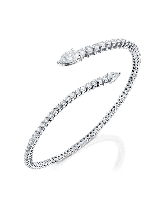 Open Diamond Bracelet With Pear-Shaped Ends