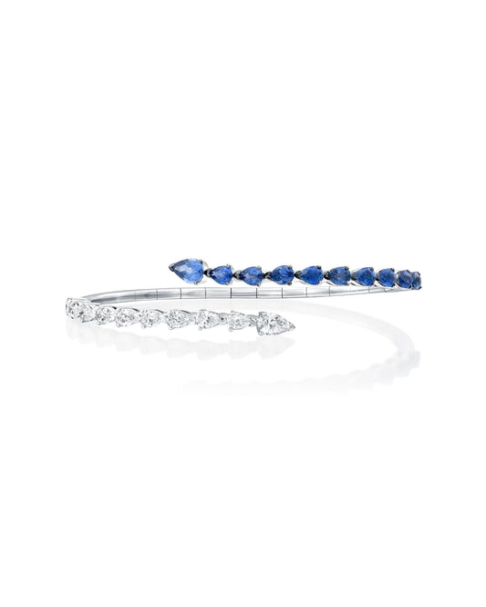 Open Diamond and Blue Sapphires Bracelet