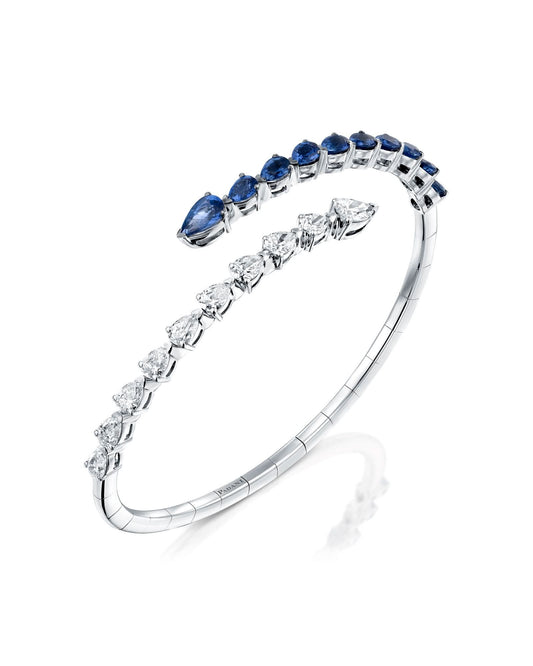 Open Diamond and Blue Sapphires Bracelet