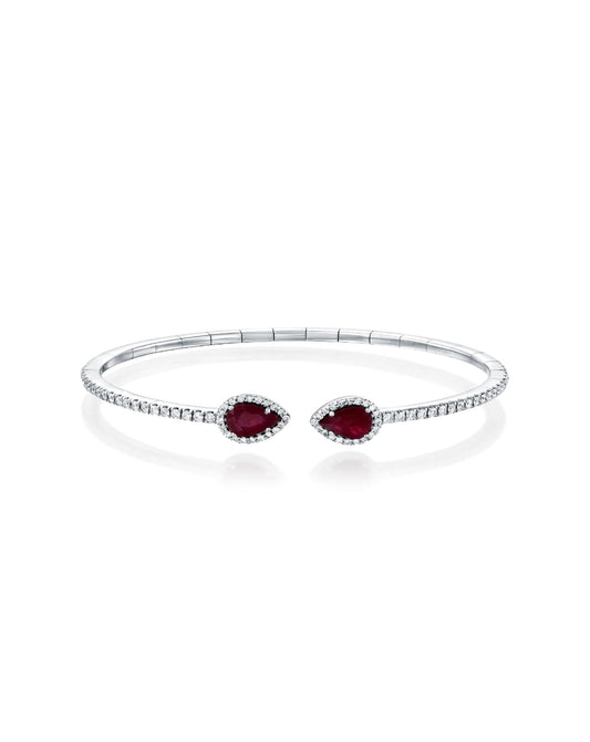 Open Diamond Bracelet With Ruby Stones