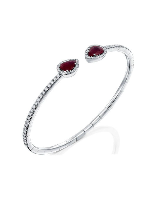 Open Diamond Bracelet With Ruby Stones