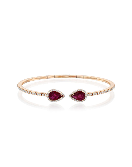 Open Diamond Bracelet With Ruby Stones