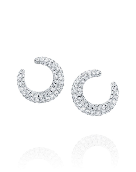 Open Diamond Hoop Earrings In White Gold