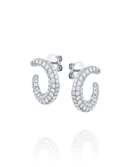 Open Diamond Hoop Earrings In White Gold