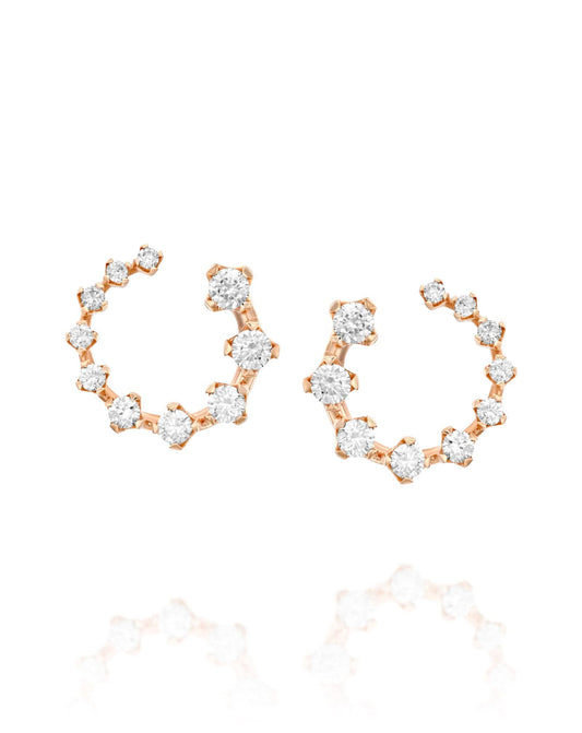Open Diamond Hoop Earrings In Rose Gold