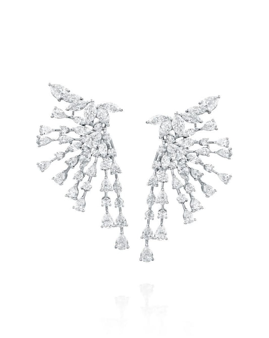 Diamond Drop Earrings In White Gold
