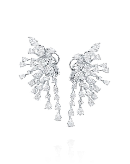Diamond Drop Earrings In White Gold