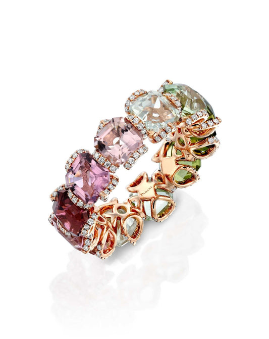 Rainbow Set With Diamonds Ring 