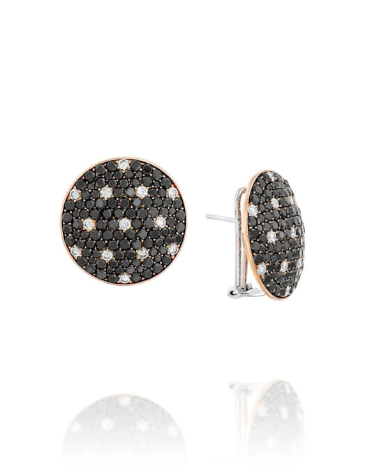 Red Gold Earrings Set With Black Diamonds