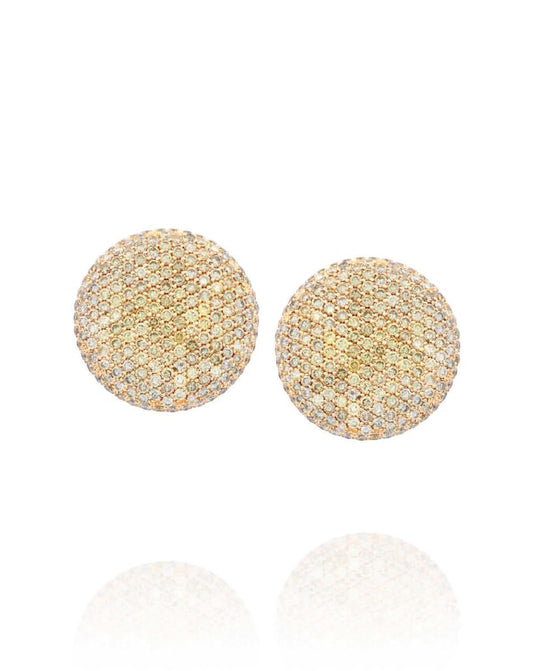 Round Fancy Yellow Diamond Earrings