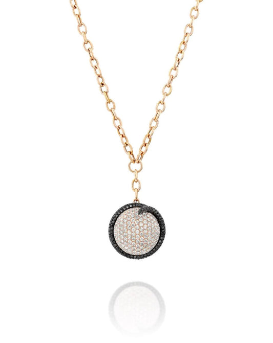 Round Diamond Pendant Necklace In 18K Rose Gold