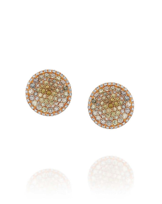 18K Rose Gold Round Diamond Earrings