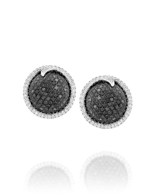 White Gold Earrings Set With Black Diamonds
