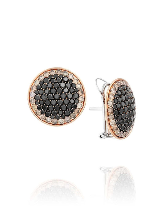 Red Gold Earrings Set With Black Diamonds
