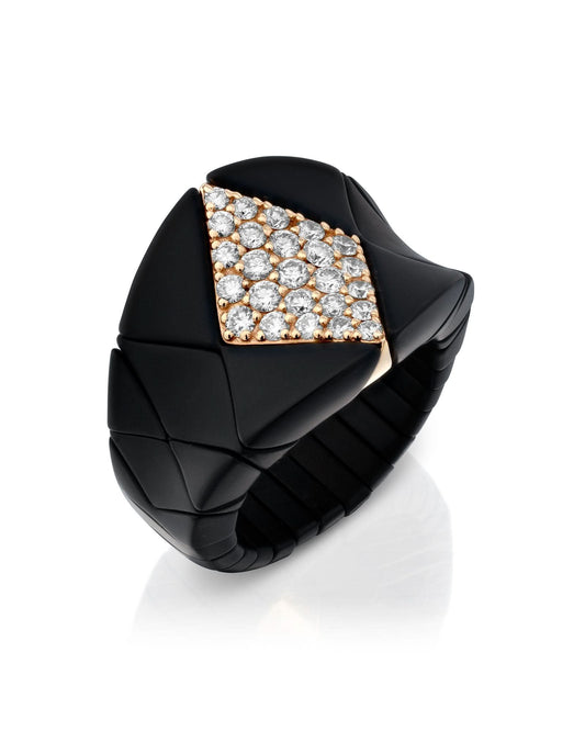 Black Ceramic Ring With Rose Gold