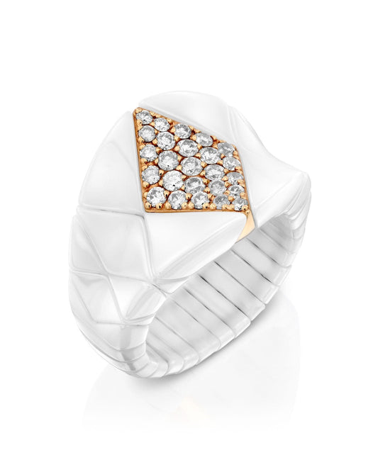 White Ceramic Ring With Rose Gold