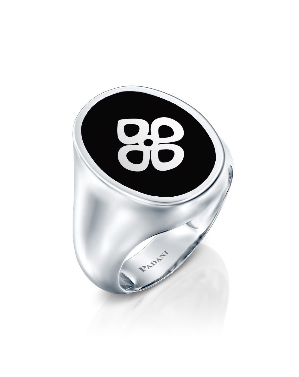 Violetto Black Enamel Signet Ring – Large