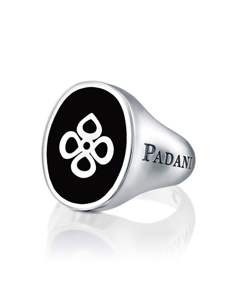 Violetto Black Enamel Signet Ring – Large