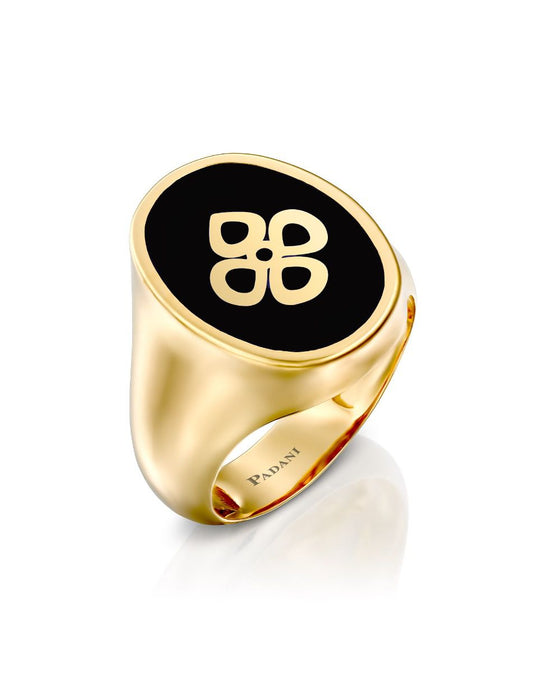 Violetto Black Enamel Signet Ring – Large