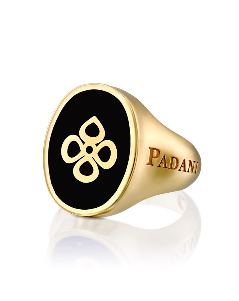 Violetto Black Enamel Signet Ring – Large