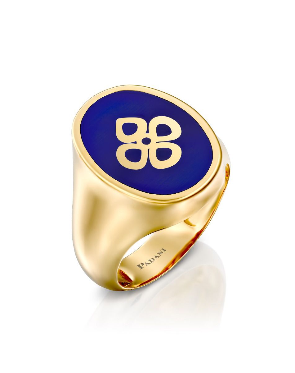 Violetto Blue Enamel Signet Ring - Large