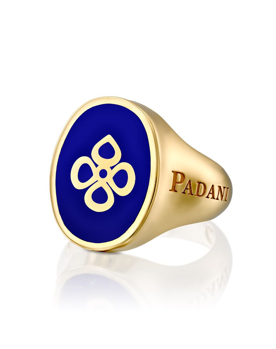 Violetto Blue Enamel Signet Ring - Large