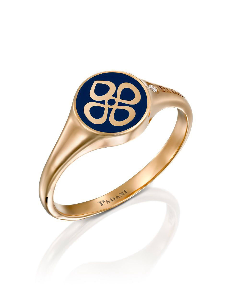 Violetto Blue Enamel Signet Ring – Small