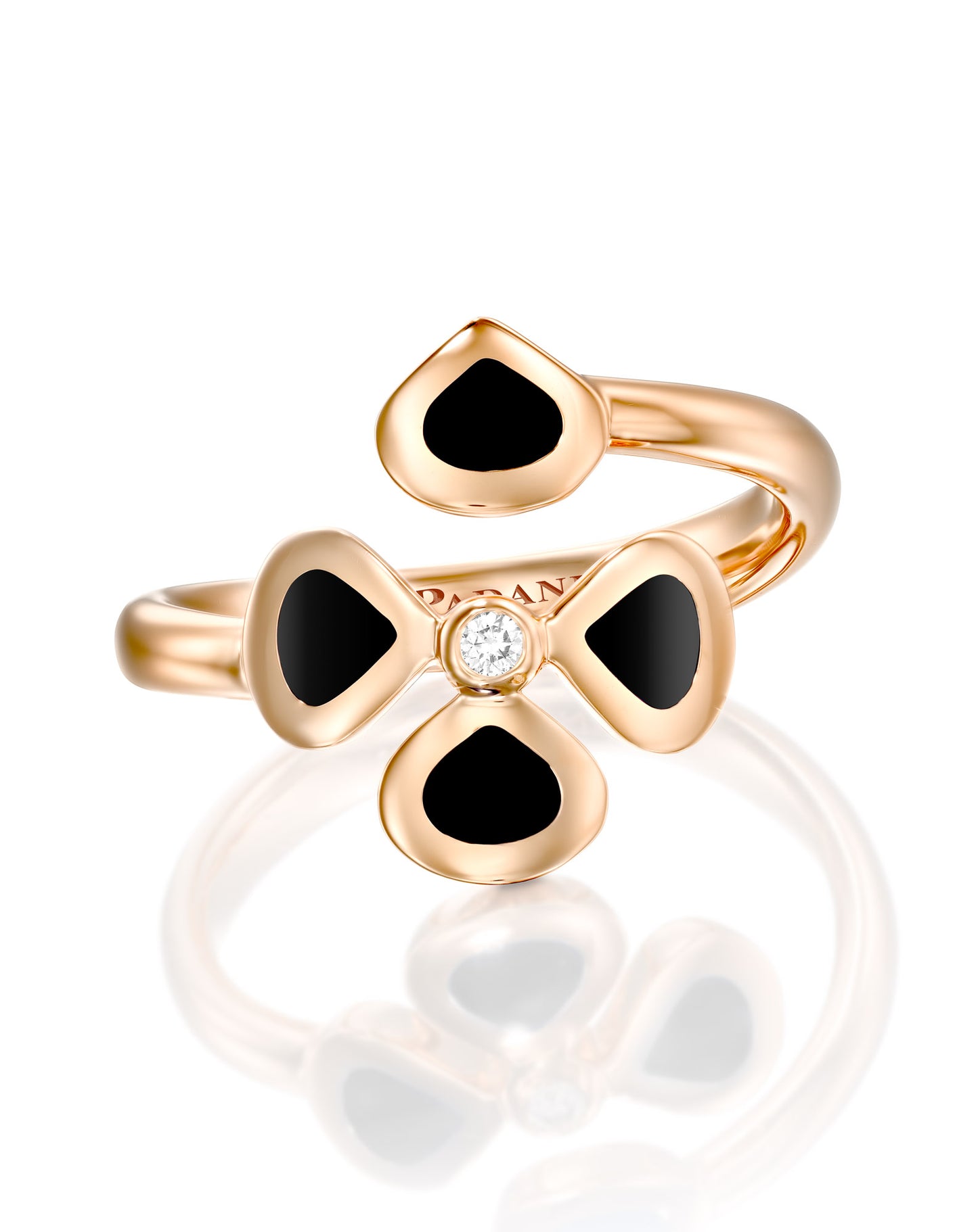 Violetto Black Enamel Open Ring