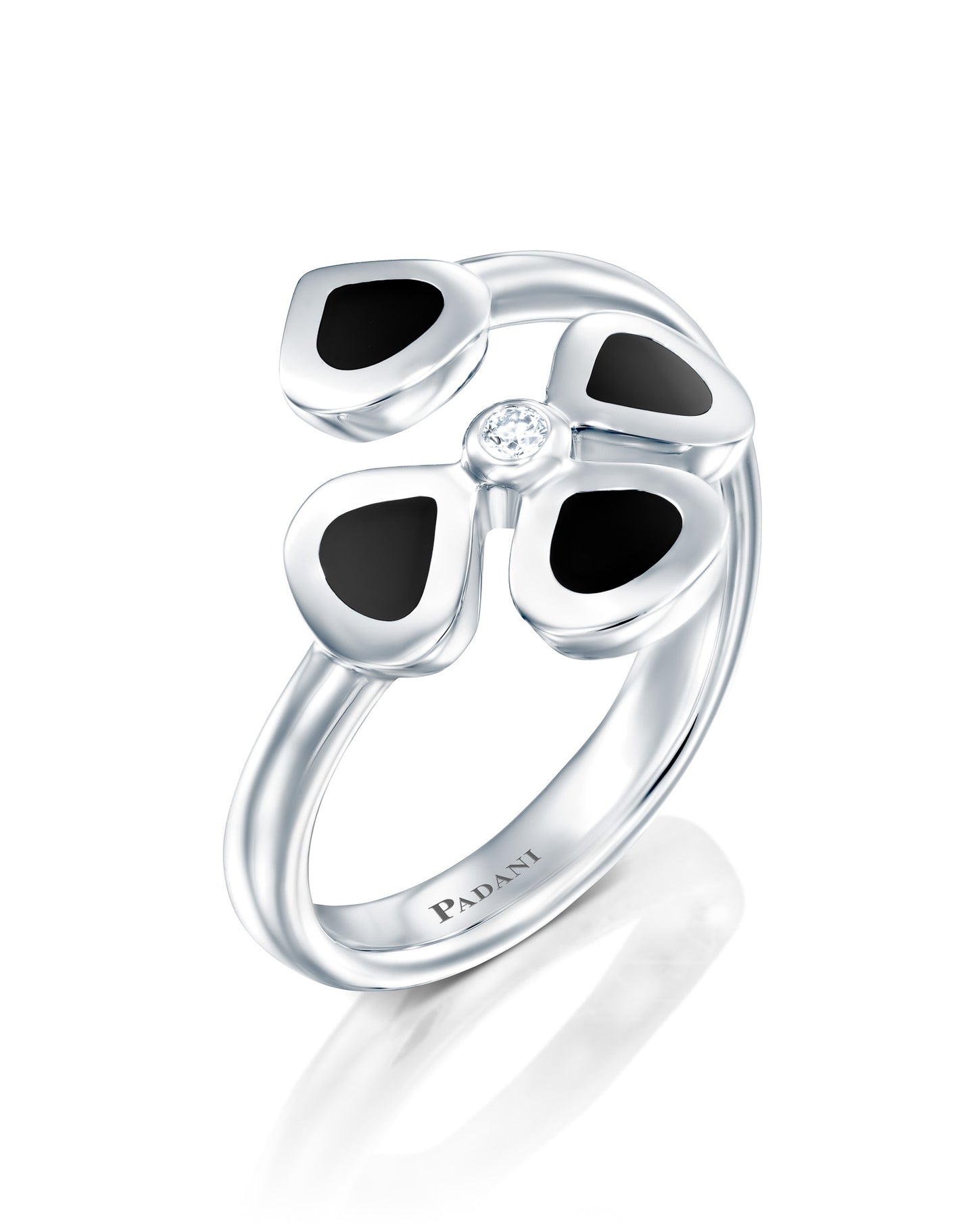 Violetto Black Enamel Open Ring