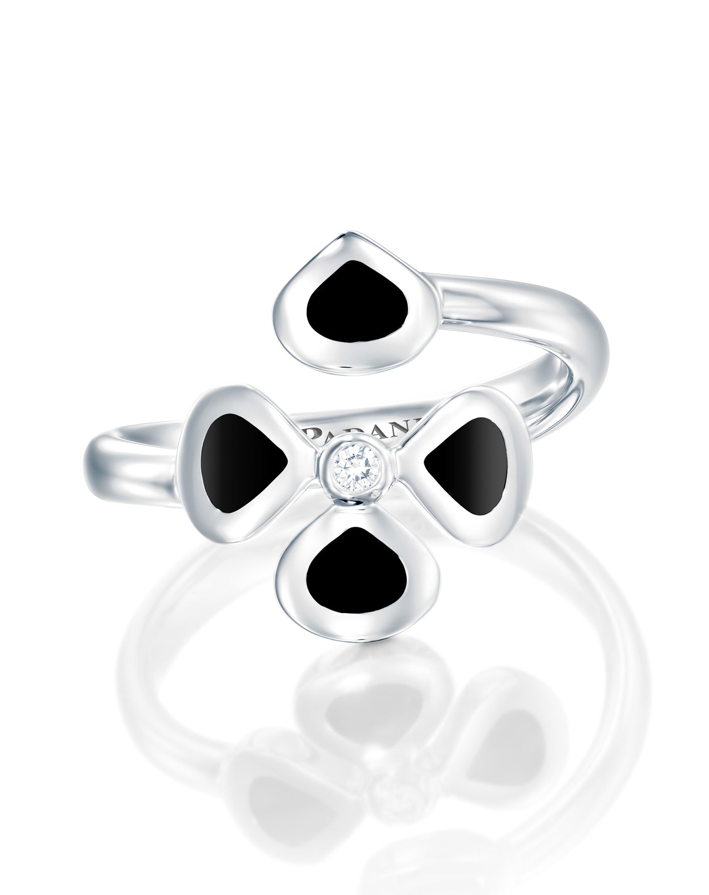 Violetto Black Enamel Open Ring