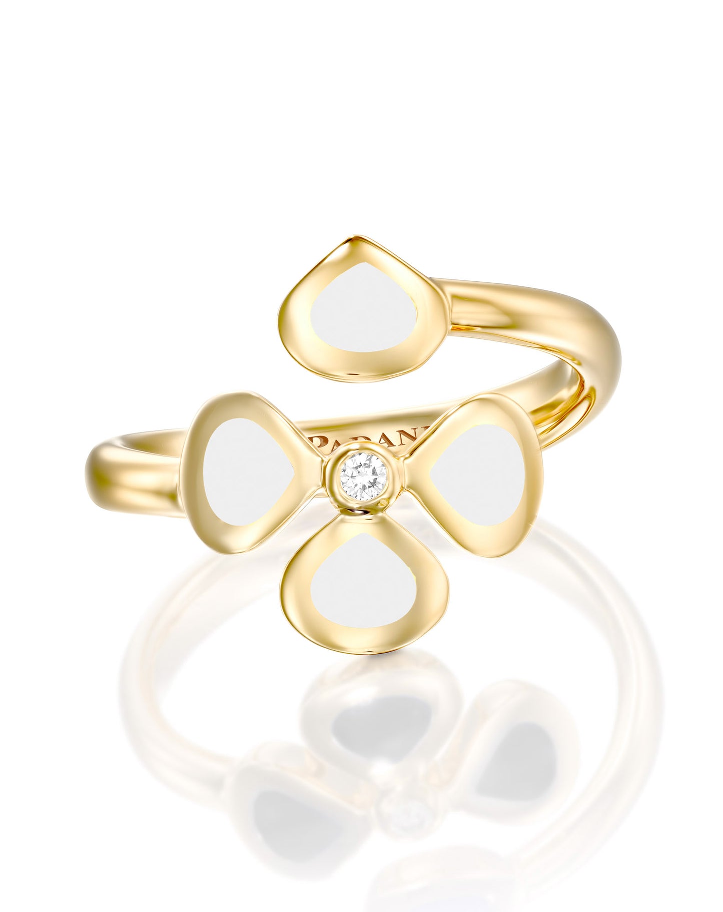 Violetto White Enamel Open Ring