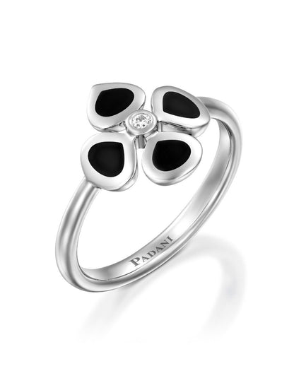 Violetto Black Enamel Ring - Rose Gold