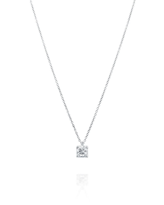 Square Frame Diamond Pendant Necklace - 0.80